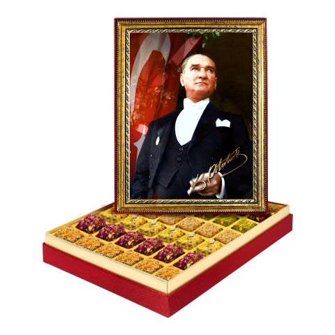 Atatürk ve İmzası Çerçeveli Tablo Kutu Lüks Lokumlu