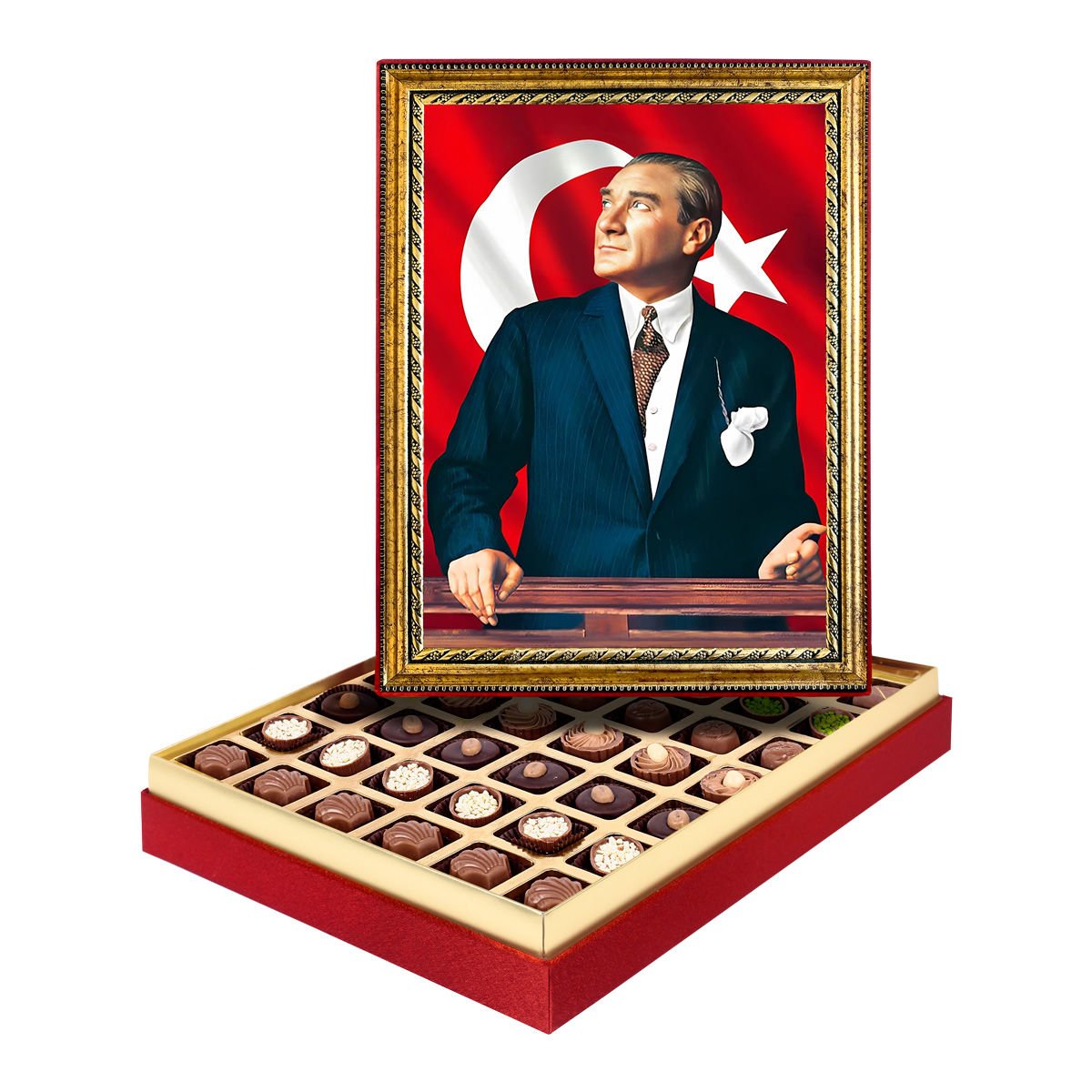 Atatürk Portresi Çerçeveli Tablo Kutu Spesiyal Çikolatalı