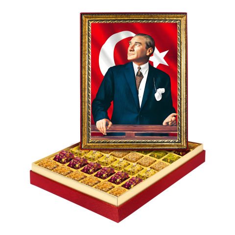 Atatürk Portresi Çerçeveli Tablo Kutu Lüks Lokumlu