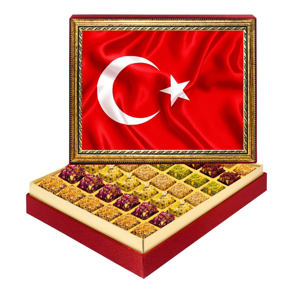 Türk Bayrağı Çerçeveli Tablo Kutu Lüks Lokumlu