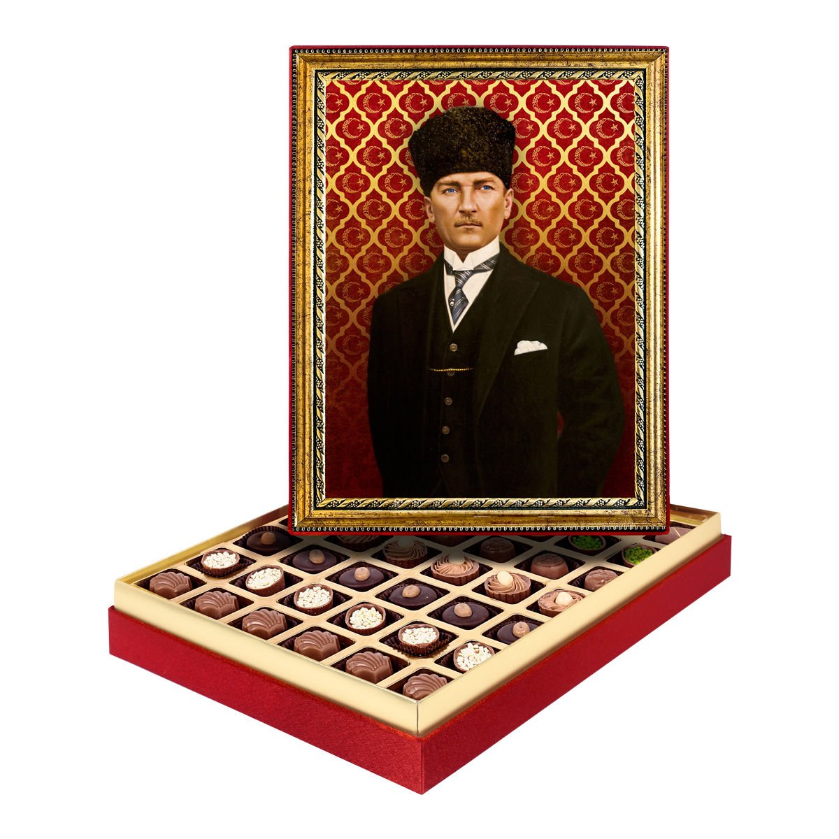 Kalpaklı Atatürk Çerçeveli Tablo Kutu Spesiyal Çikolatalı