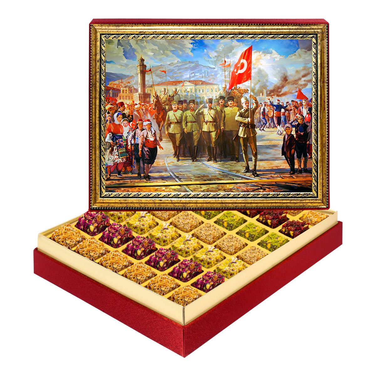 Atatürk'ün İzmir'e Girişi Çerçeveli Tablo Kutu Lüks Lokumlu