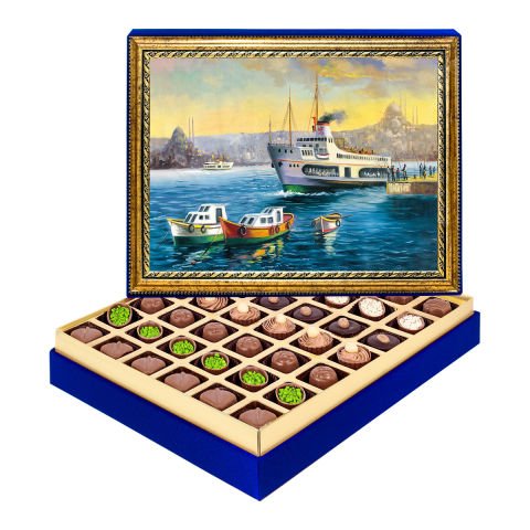 Boğazda Vapur Çerçeveli Tablo Kutu Spesiyal Çikolatalı