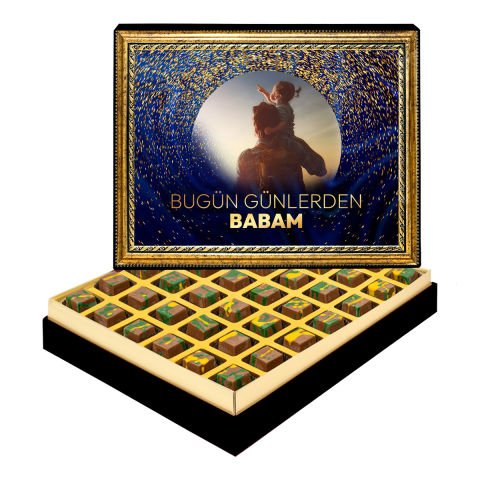 Günlerden Babam Çerçeveli Tablo Kutuda Dubai Çikolatası