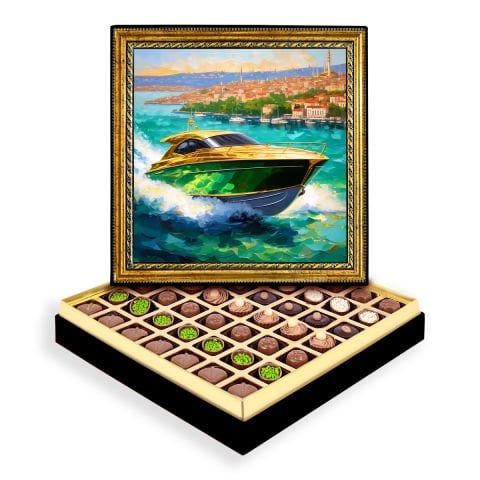 Lüks Tekne Çerçeveli Tablo Kutu Spesiyal Çikolatalı