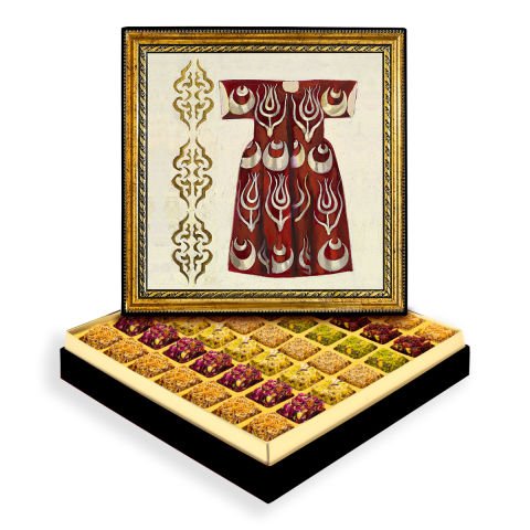 Laleli Kaftan Çerçeveli Tablo Kutu Lüks Lokumlu