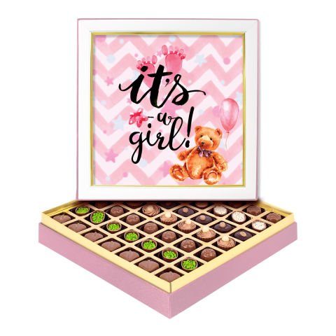 It's a Girl Çerçeveli Bebek Kutusu Spesiyal Çikolatalı