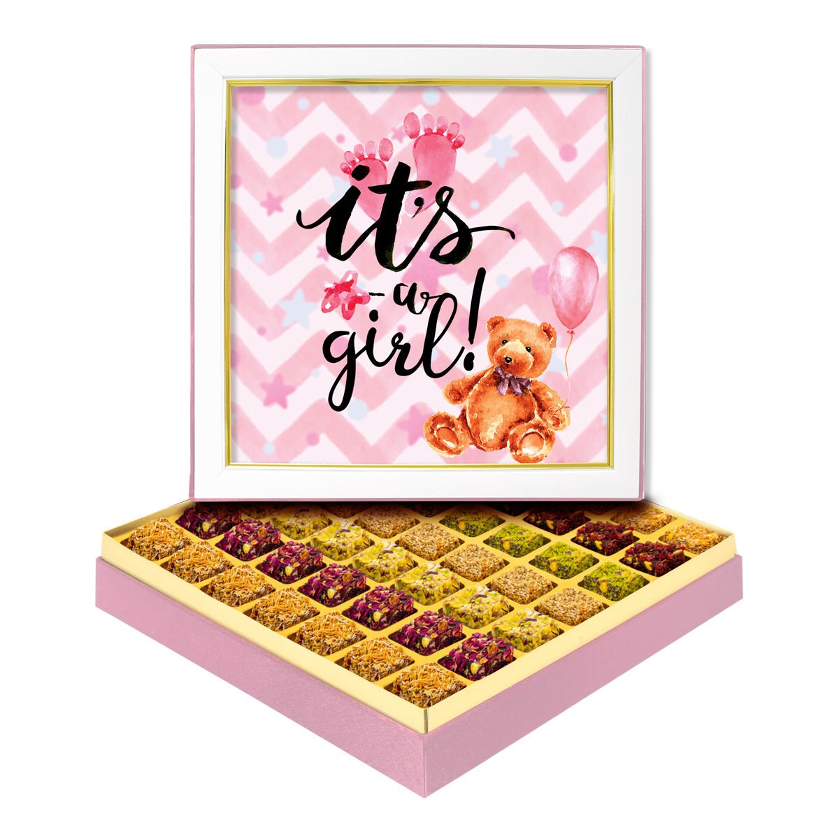 It's a Girl Çerçeveli Bebek Kutusu Lüks Lokumlu