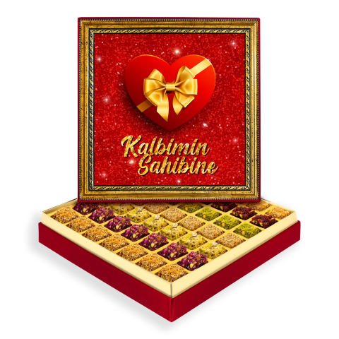 Kalbimin Sahibine Çerçeveli Tablo Kutu Lüks Lokumlu