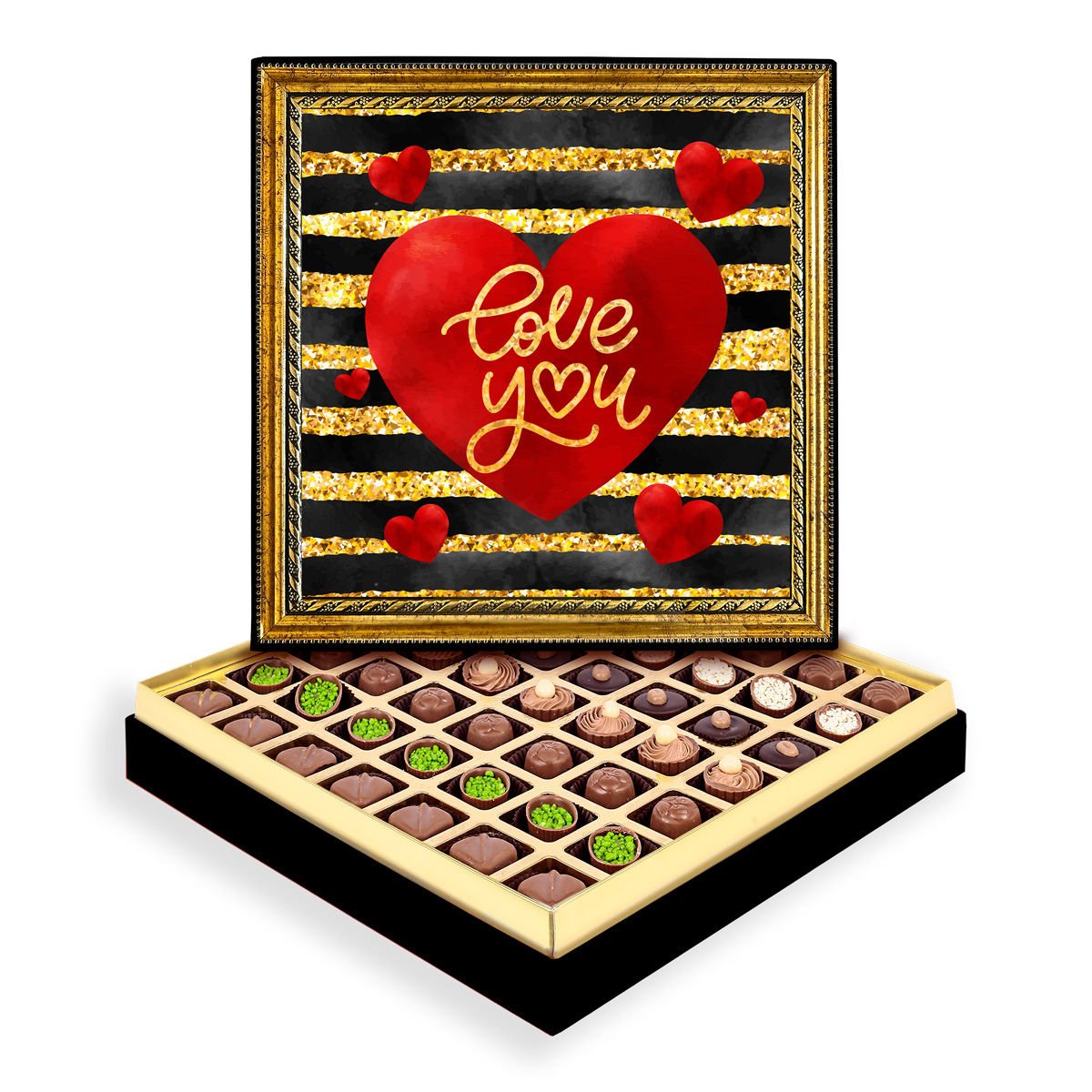 Love You Çerçeveli Tablo Kutu Spesiyal Çikolatalı