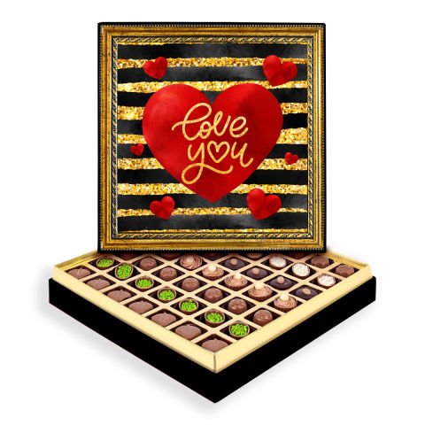 Love You Çerçeveli Tablo Kutu Spesiyal Çikolatalı