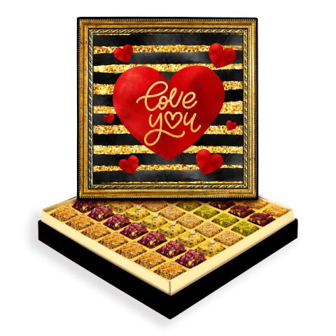 Love You Çerçeveli Tablo Kutu Lüks Lokumlu