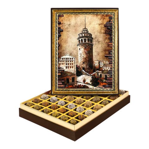 Eskitme Galata Kulesi Çerçeveli Tablo Kutuda Şeker İlavesiz Lokma