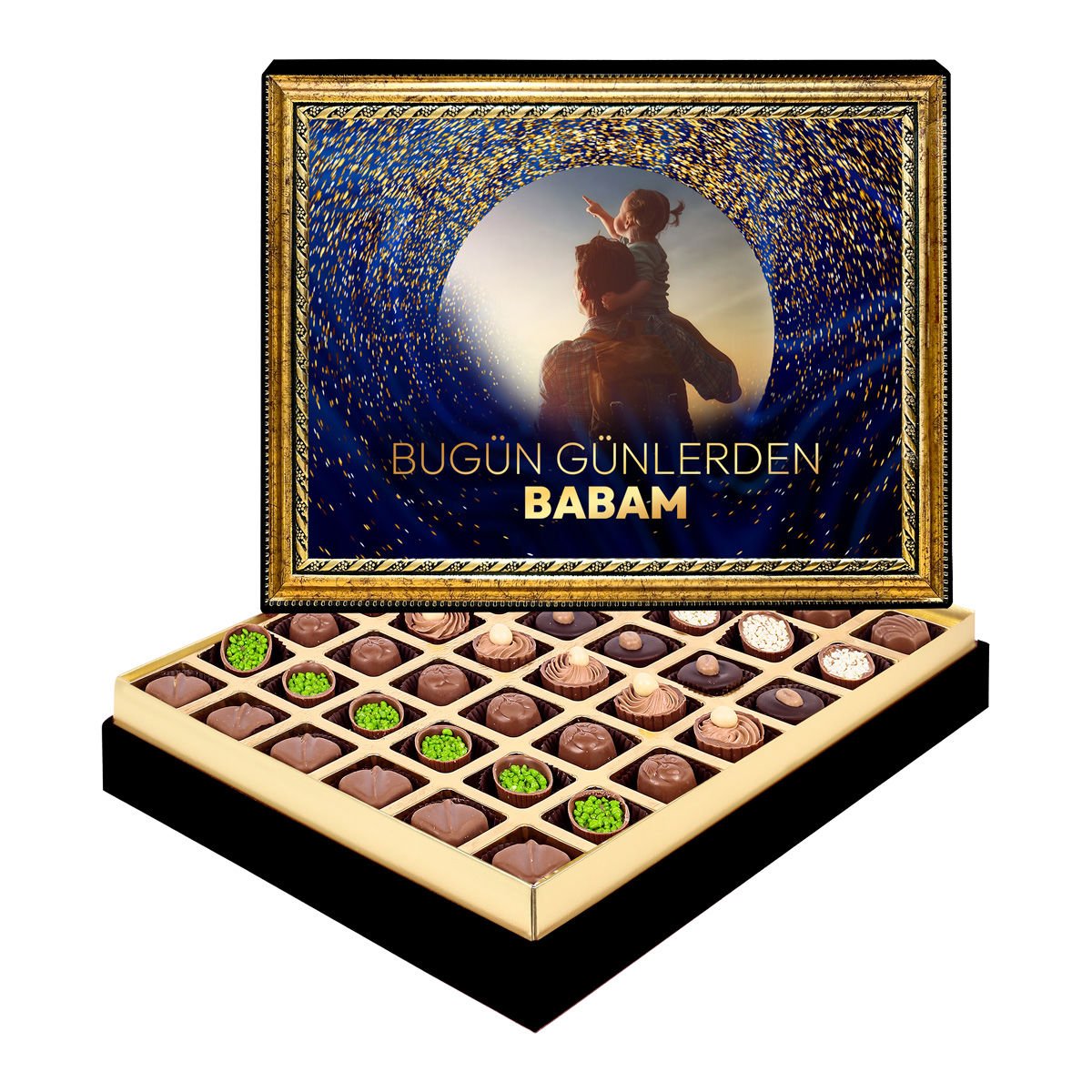 Günlerden Babam Çerçeveli Tablo Kutu Spesiyal Çikolatalı