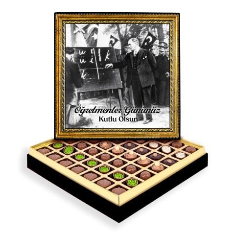 Atatürk ve Alfabe Çerçeveli Tablo Kutu Spesiyal Çikolatalı