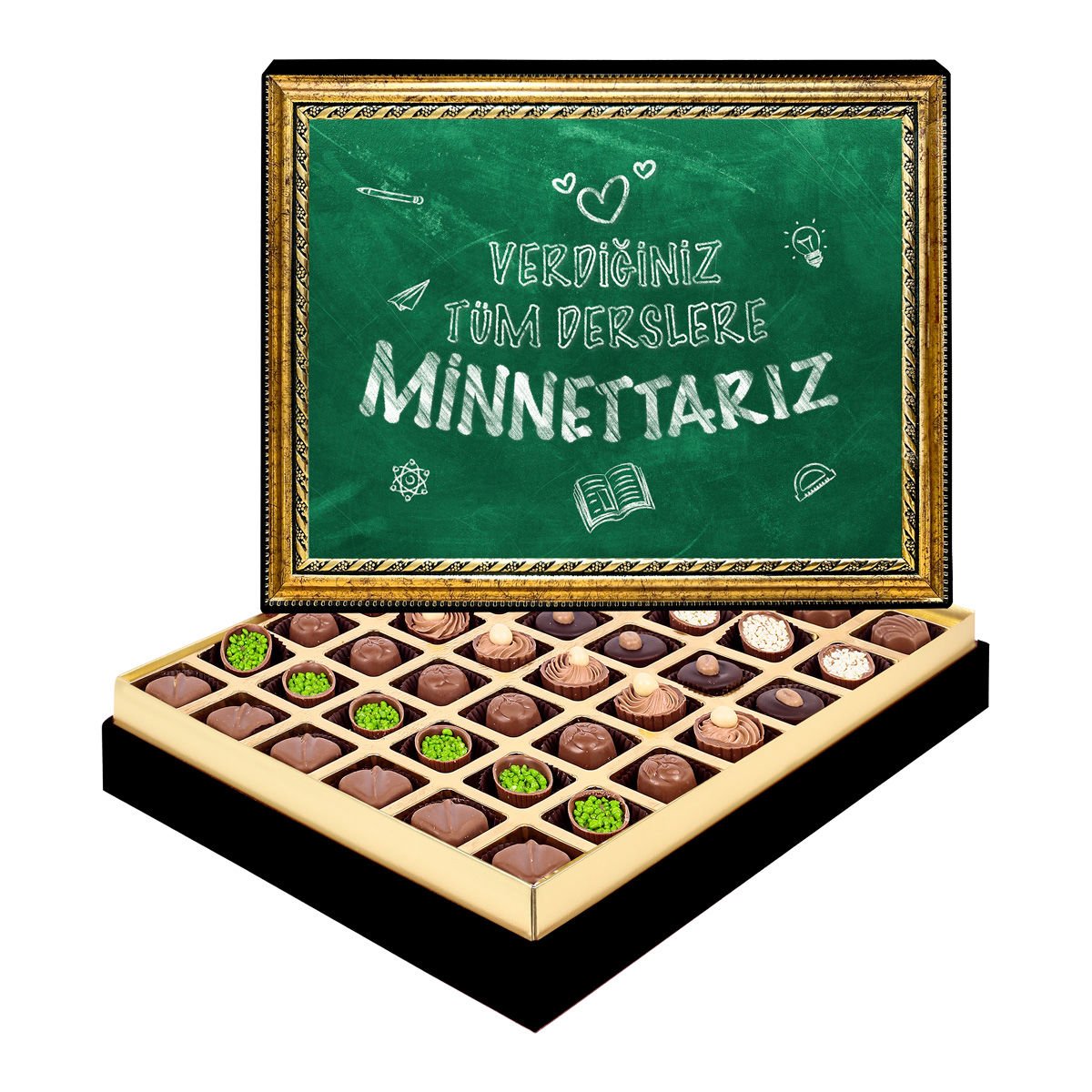 Minnettarız Öğretmenim Çerçeveli Tablo Kutu Spesiyal Çikolatalı