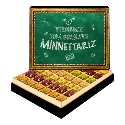 Minnettarız Öğretmenim Çerçeveli Tablo Kutu Lüks Lokumlu