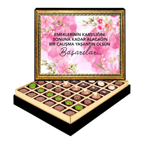 Çiçekli Yeni İş Çerçeveli Tablo Kutu Spesiyal Çikolatalı