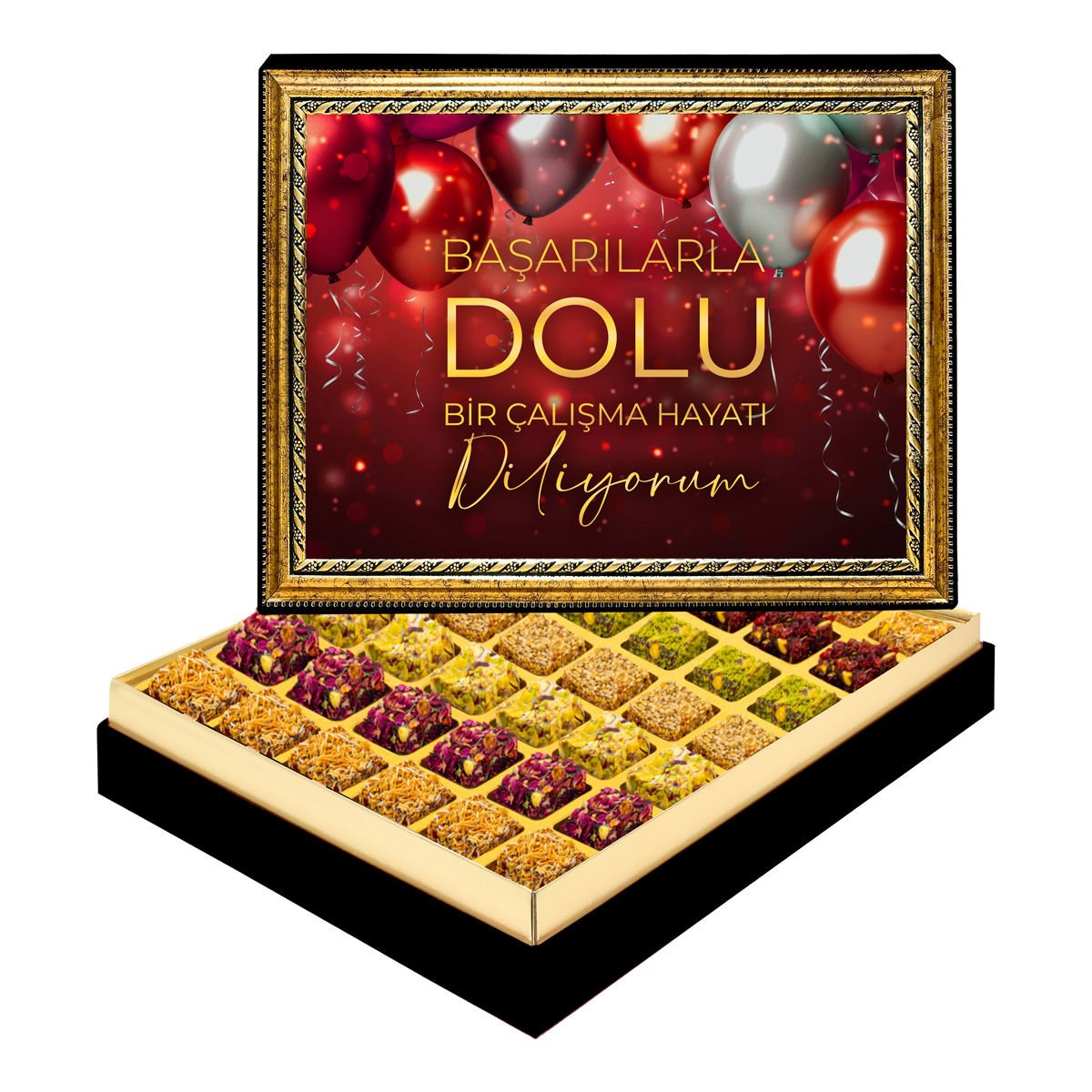 Başarılarla Dolu Çerçeveli Tablo Kutu Lüks Lokumlu