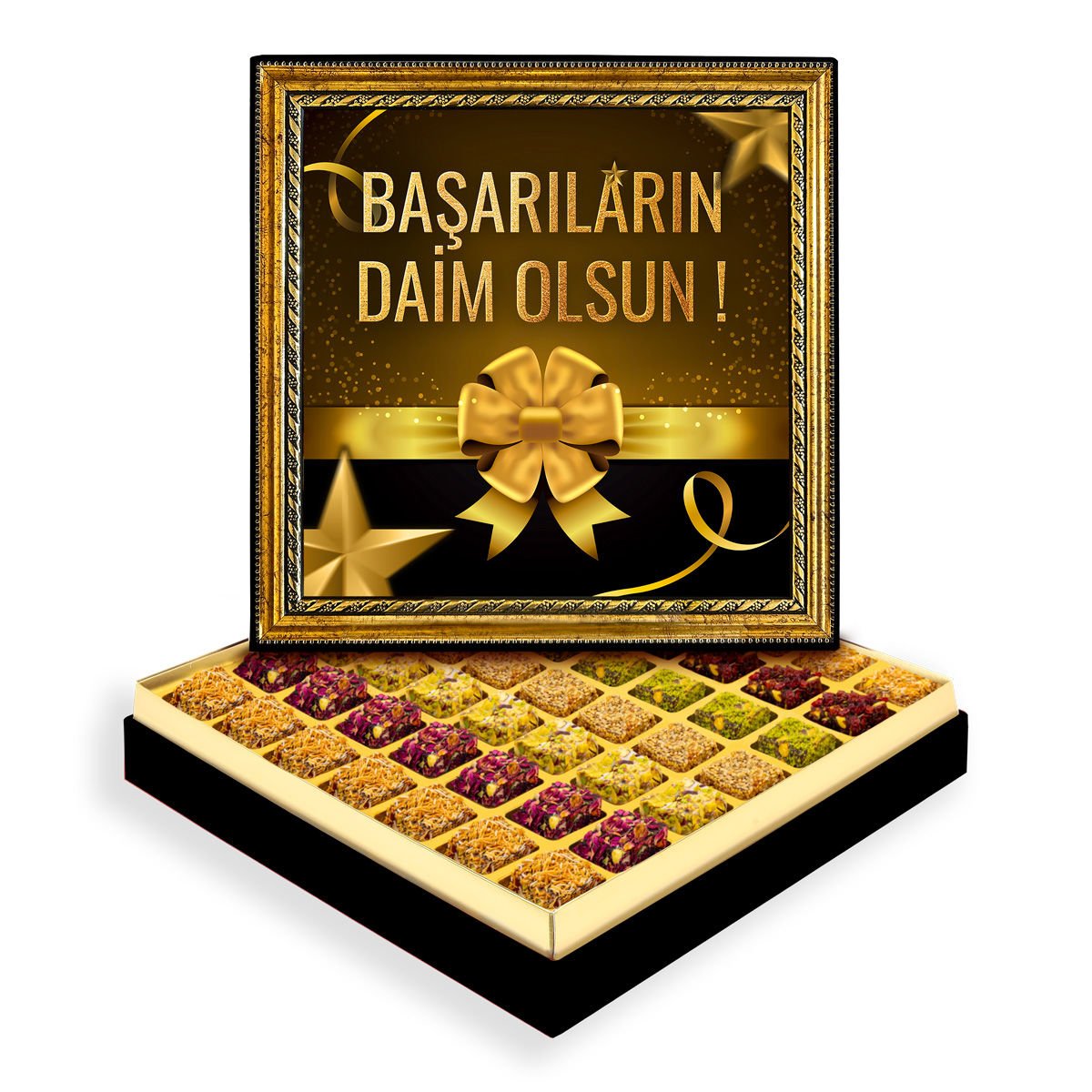 Başarıların Daim Olsun Çerçeveli Tablo Kutu Lüks Lokumlu
