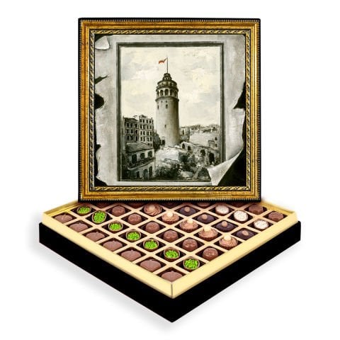 Parşömen Galata Kulesi Çerçeveli Tablo Kutu