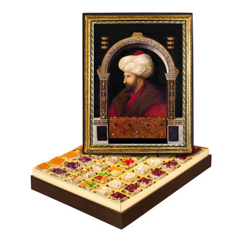 Fatih Sultan Mehmet  Çerçeveli Tablo Kutuda Çerezli Nugat