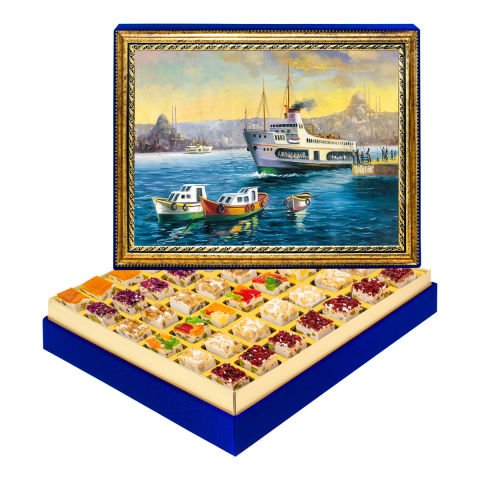 Boğazda Vapur Çerçeveli Tablo Kutuda Çerezli Nugat