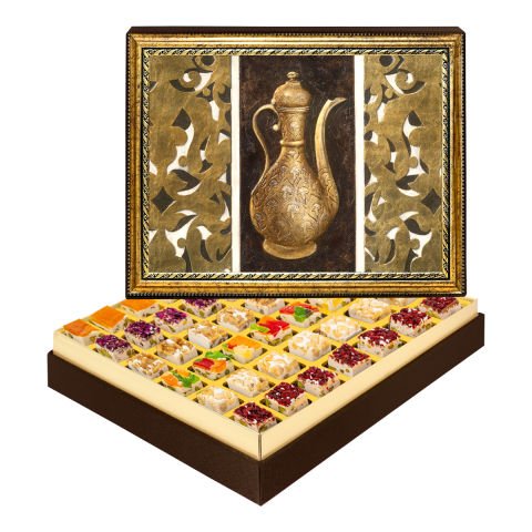 Desenli İbrik Çerçeveli Tablo Kutuda Çerezli Nugat