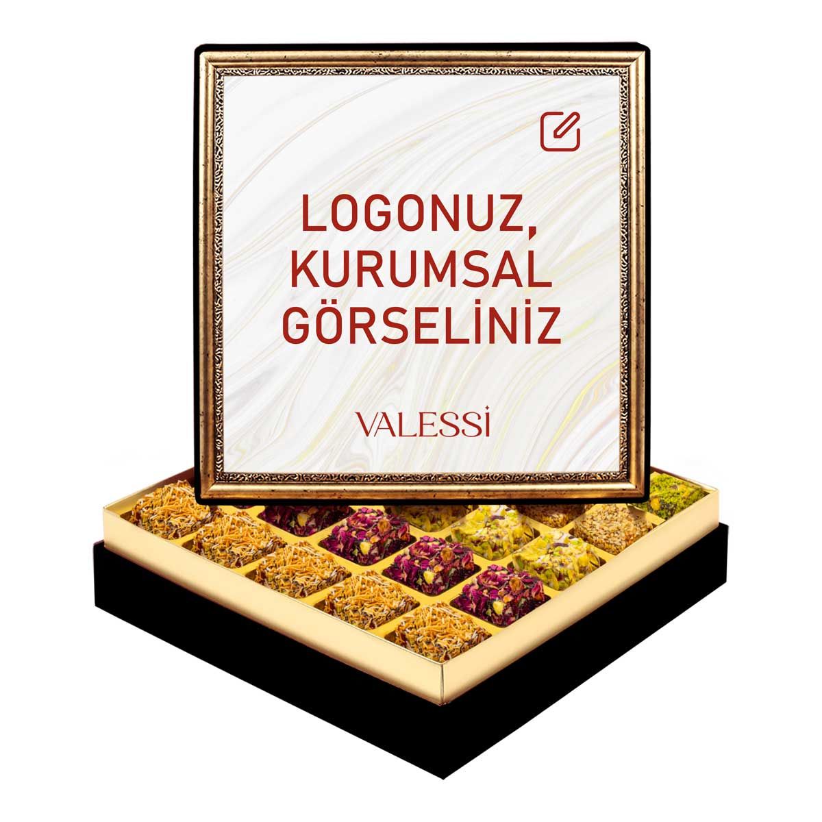 Kişiye Özel Tablo Kutuda Lokum Orta Boy (575 g.)