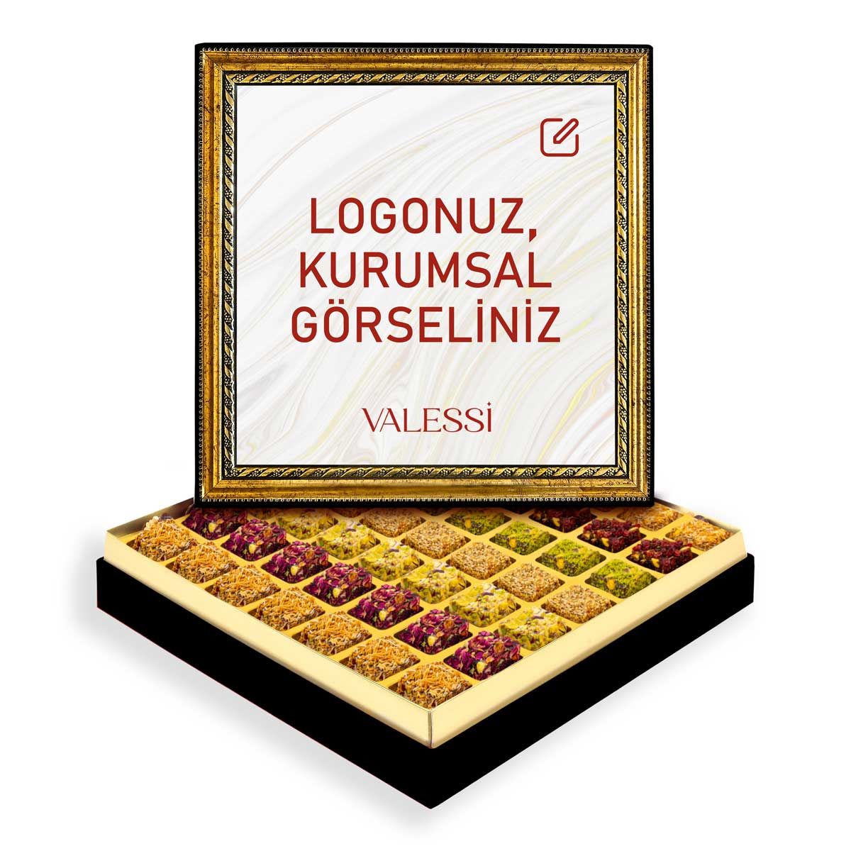 Kişiye Özel Tablo Kutuda Lokum Büyük Boy (1127 g.)