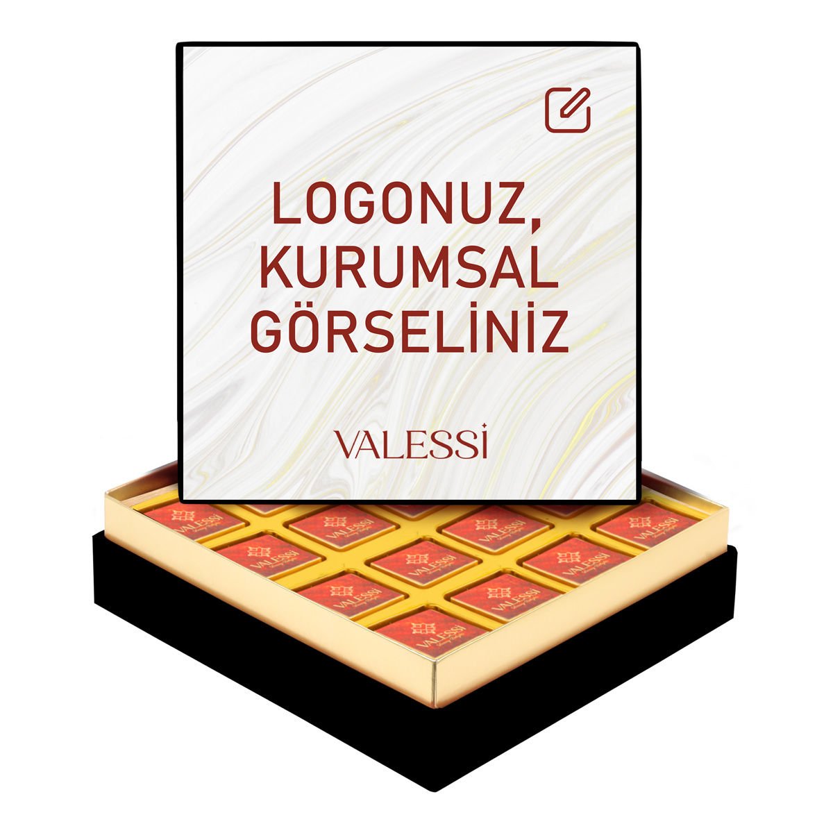 Kişiye Özel Tablo Kutuda Logolu Çikolata Küçük Boy (208 g.)