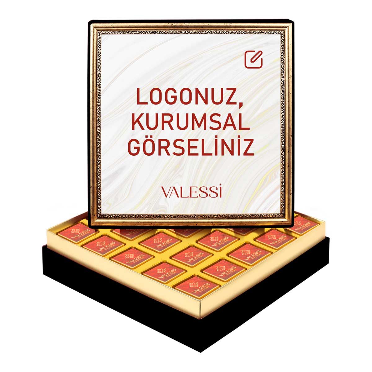 Kişiye Özel Tablo Kutuda Logolu Çikolata Orta Boy (325 g.)