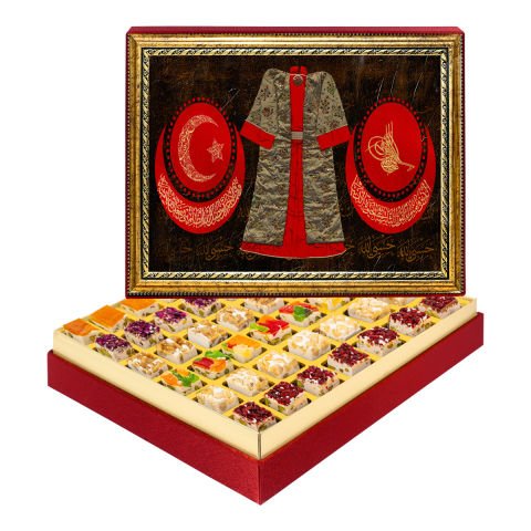 Bayraklı Kaftan Çerçeveli Tablo Kutuda Çerezli Nugat