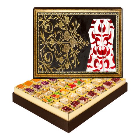 Çintemani Kaftan Çerçeveli Tablo Kutuda Çerezli Nugat