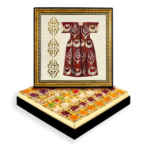 Laleli Kaftan Çerçeveli Tablo Kutuda Çerezli Nugat