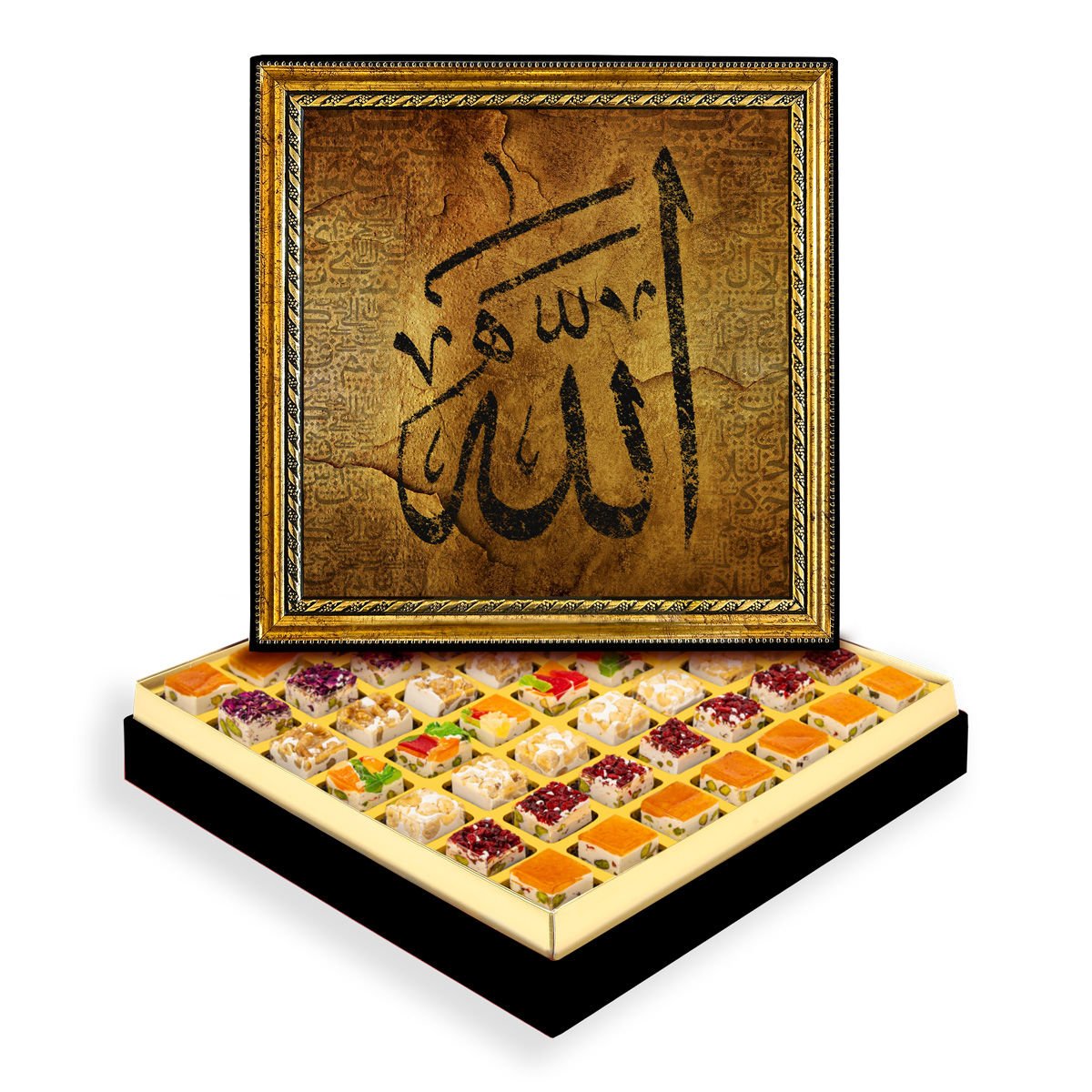 Allah Çerçeveli Tablo Kutuda Çerezli Nugat