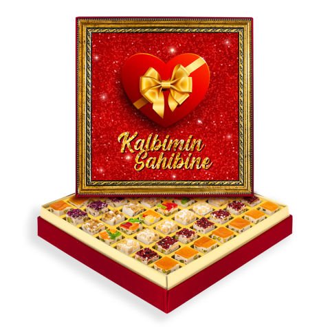 Kalbimin Sahibine Çerçeveli Tablo Kutuda Çerezli Nugat