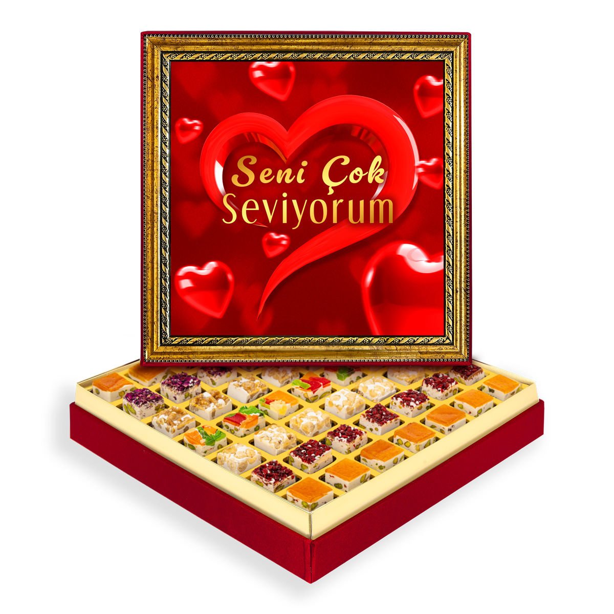 Seni Çok Seviyorum Çerçeveli Tablo Kutuda Çerezli Nugat