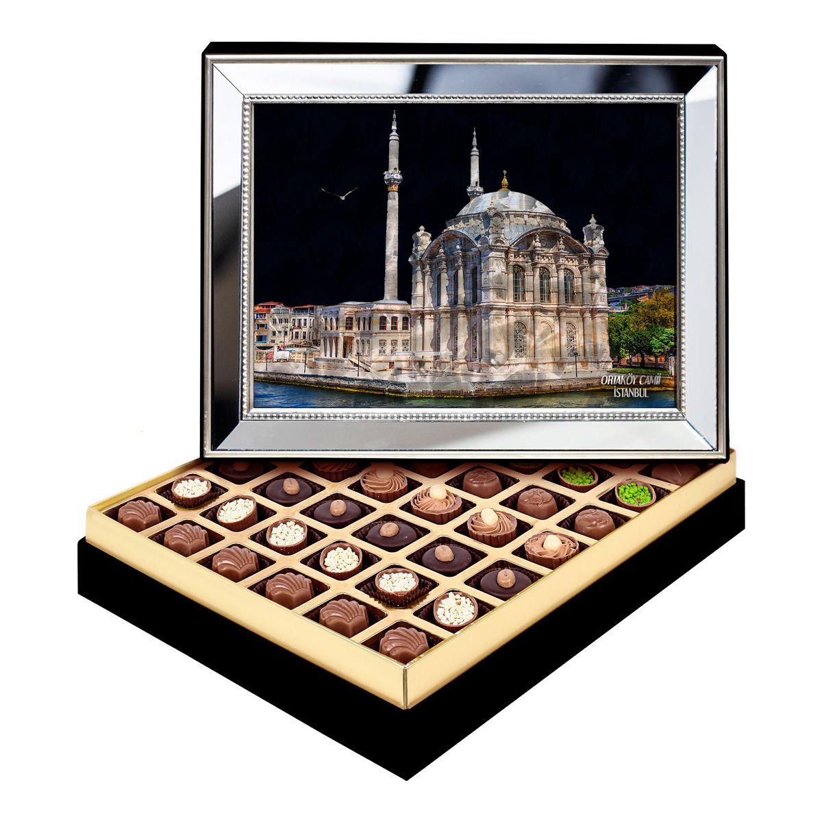 Ayna Çerçeveli Ortaköy Camii Kutusu Spesiyal Çikolatalı