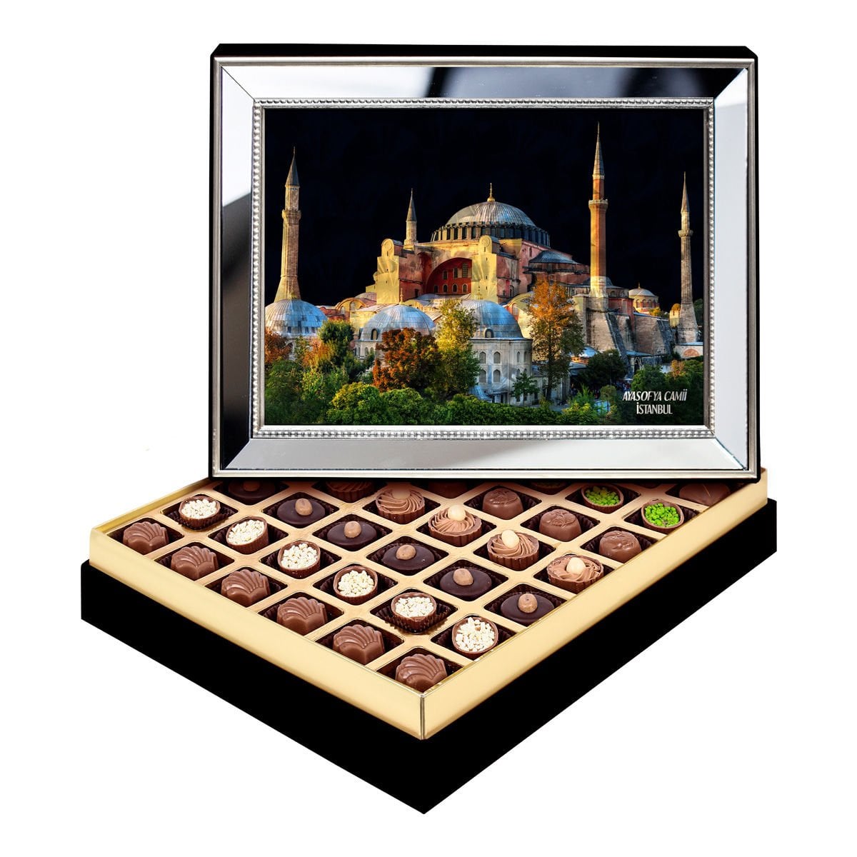 Ayna Çerçeveli Ayasofya Camii Kutusu Spesiyal Çikolatalı