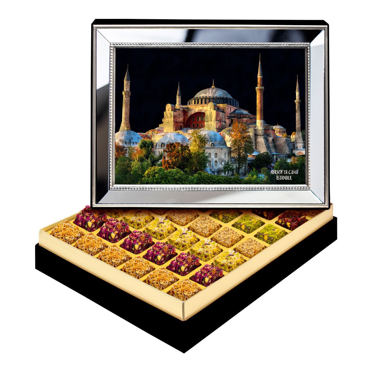 Ayna Çerçeveli Ayasofya Camii Kutusu Lüks Lokumlu