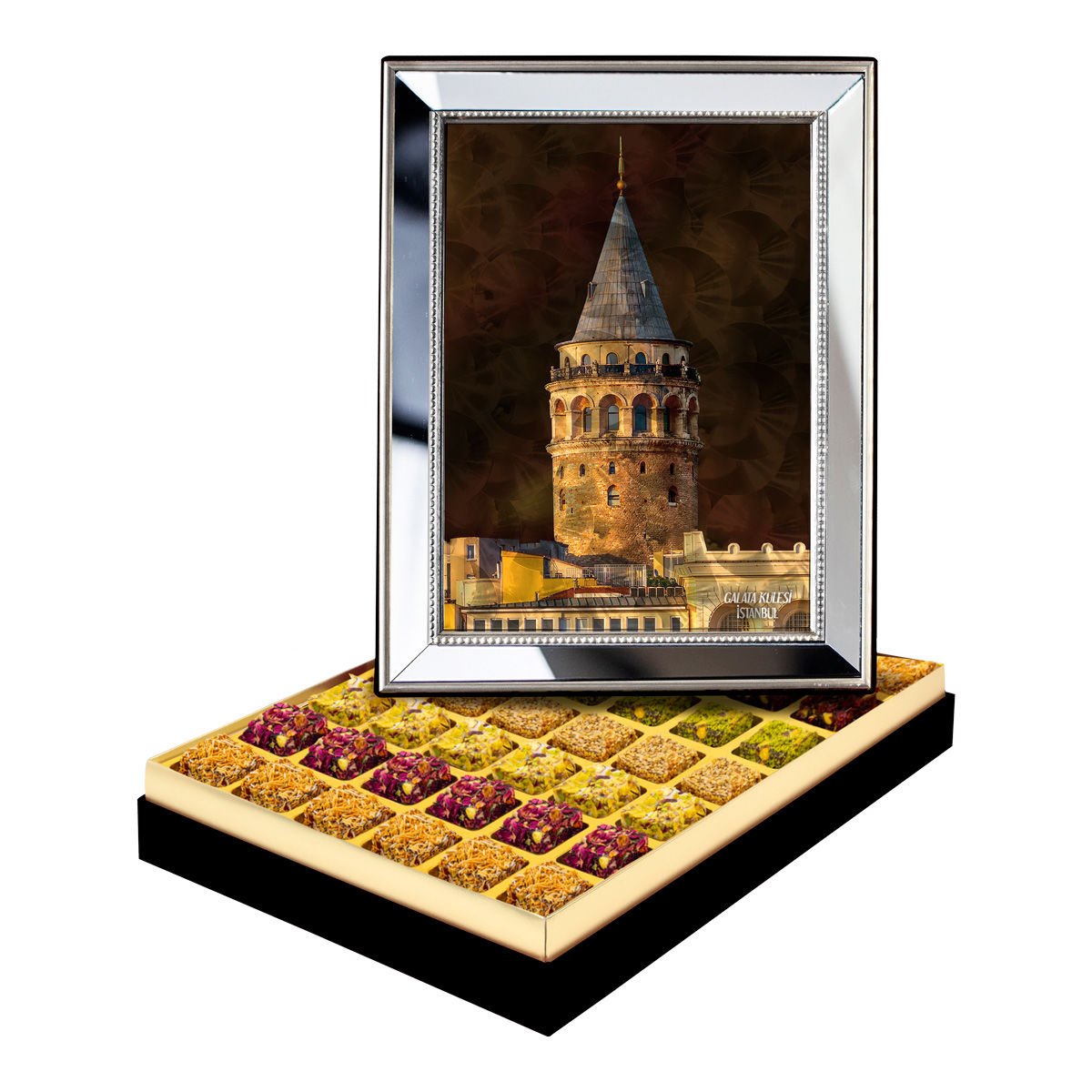 Ayna Çerçeveli Galata Kulesi Kutusu Lüks Lokumlu